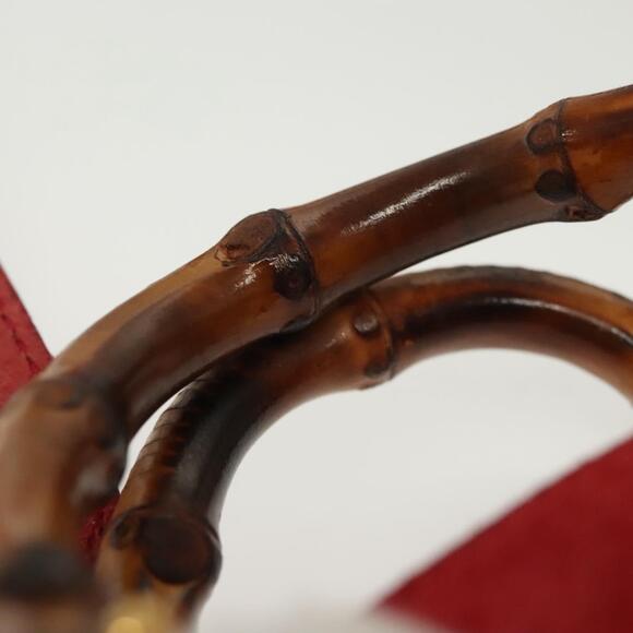 GUCCI Bamboo Hand Bag Suede Red Gold 007 1793 007 1793 - Picture 8 of 16